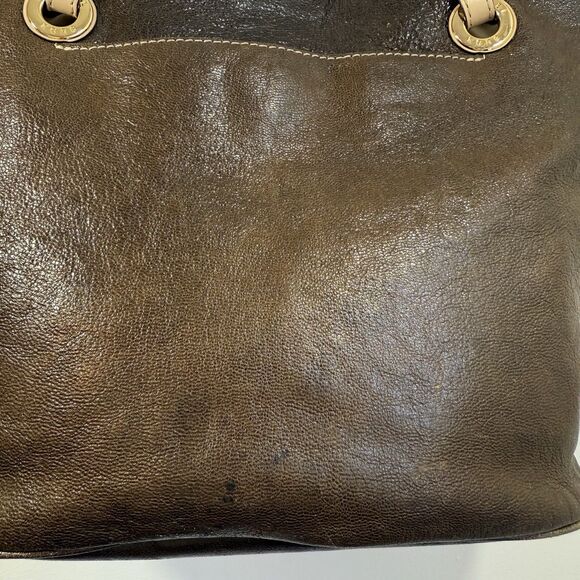 Michael Kors Metallic Bronze Brown Leather Tote Shoulder Handbag Purse - Picture 11 of 16